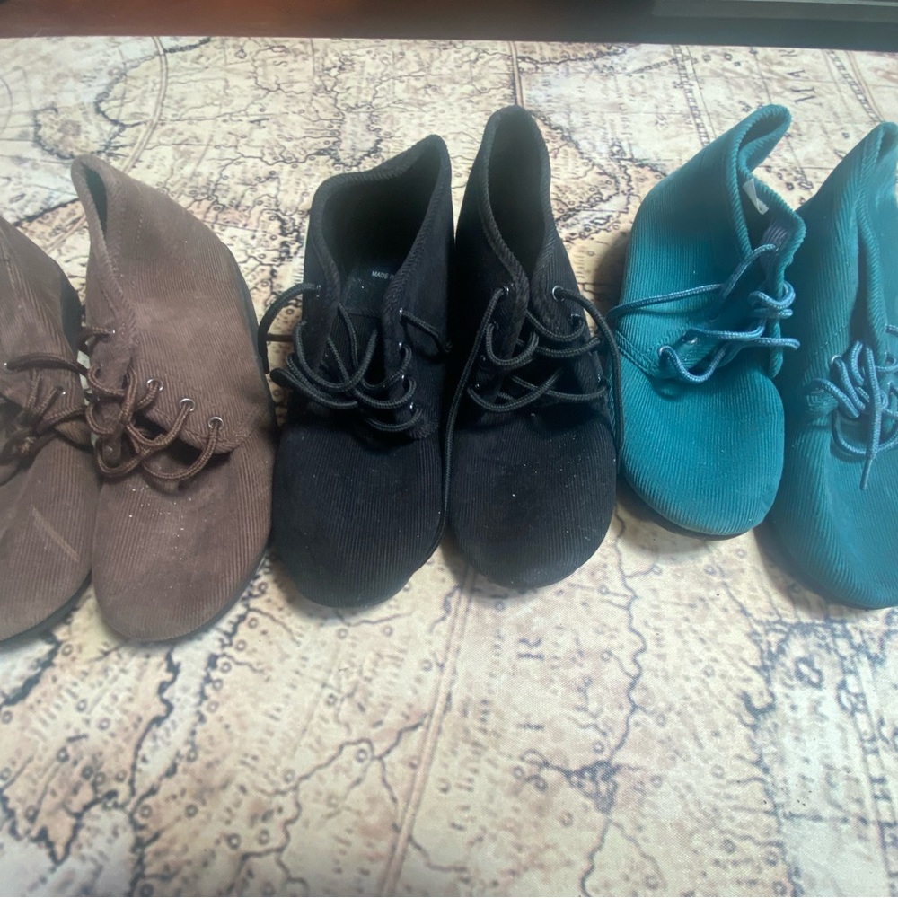 Lot of 3 Dr. Leonard’s Corduroy Booties Size 8 Brown Teal Black